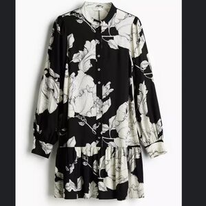 H&M Floral Black and White Dress